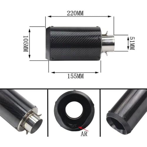 TKOSM 51mm 61mm Universal Muffler Escape Pipe For Most Motorcycle Motor Marking Sticker Racing Exhaust Carbon K8 R6 Ducati 696