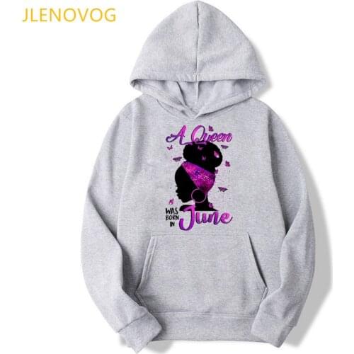 Sweatshirt Black Queen Was Born In May/June/July/August/September Graphic Print Hoodie Women Birthday Gift Melanin Clothes