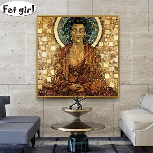 Vintage Buddha Sit In Meditation diamond mosaic diamond painting cross stitch religion embroidery full rhinestone stickers gift