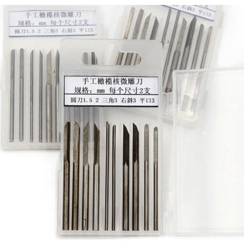 10pcs/set Handmade Olive Wood Carving Blade Knife High Speed Steel Micro Head Woodworking Tool