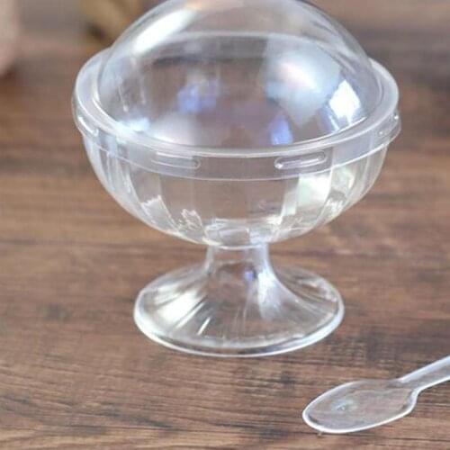 10pcs Disposable Cups Transparent Jelly Pudding Cup Mousse Dessert Container Plastic Round Goblet without Spoon or Lid