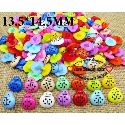 100PCS Beetle Button Mixed Colors Dyed Plastic Buttons Coat Boots Sewing Clothes Accessories P-087X