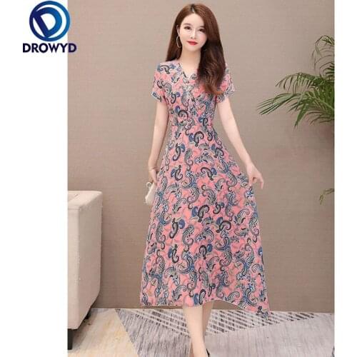 2021 Sexy Beach Midi Dress for Women Summer Fashion Bodycon Short Sleeve V-neck Print Dress Elegant Boho Party Dresses Vestidos