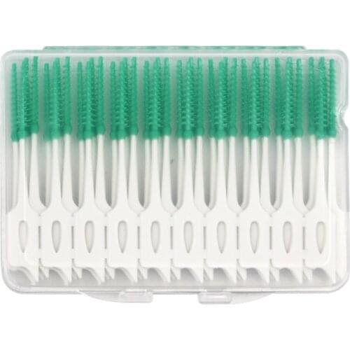 80pcs Adults Interdental Brushes Oral Cleaning Toothpick Floss Soft Silicone Head Tooth Brush Dental Oral Care Tool