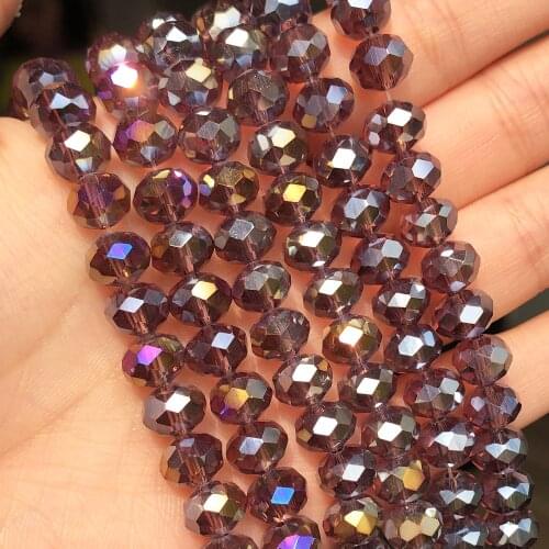 AB Color Purple Czech Crystal Beads for Jewelry Making Diy Needlework Spacer Faceted Glass Beads Wholesale Lots Bulk 3 4 6 8mm