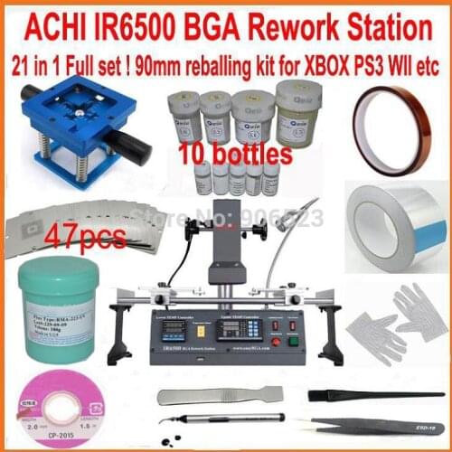 ACHI IR6500 infrared BGA rework station upgrade from IR6000 IR9000 with 90mm professional 47pcs bga stencils solder ball 20 gift