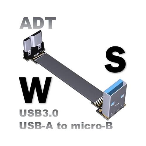 ADT-Link FPV Micro USB 3.0 Type-A 90 Degree Adapter 15cm FPC Ribbon Flat Micro B 3.0 Cable for Multicopter Aerial Photography