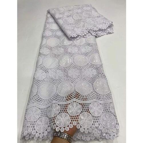 African Milk Silk Cord Lace Fabric 2021 New Lace Embroidered Sequins Guipure French Guipure Lace Fabrics NI5466