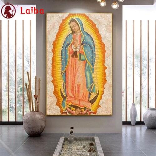 Diamond Mosaic Virgin Mary Religious Art Christianity Picture Of Diamond Painting Cross Stitch Embroidery Needlework Wall Art