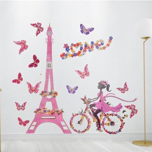 Big Size Special Shaped Diamond Painting Wall Stickers Cartoon Butterfly Girl Diamond Art Wall Sticke Home Decoration
