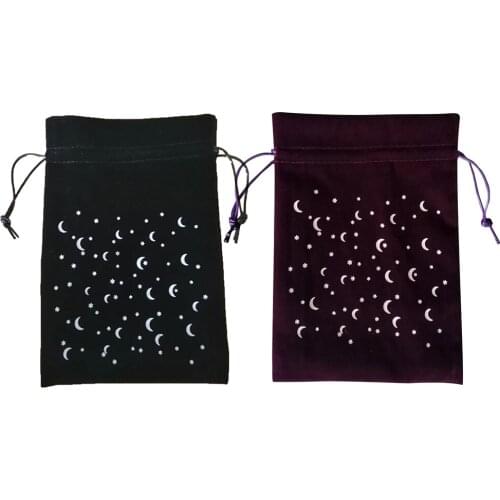 13x18CM Velvet Oracle Tarot Cards Storage Bag Star Moon Pattern Protective Card Pouch For Board Games Embroidery Well Made
