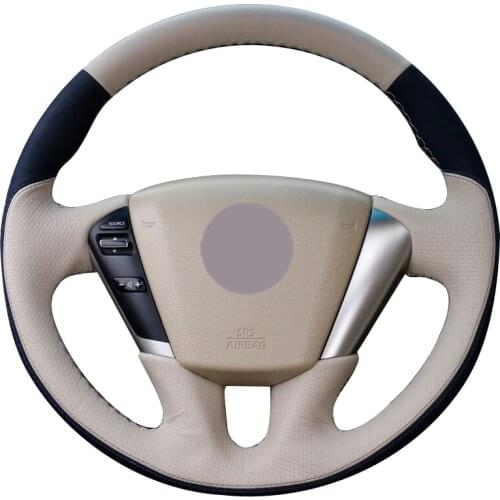 Beige Leather Black Suede Car Steering Wheel Cover for Nissan Teana 2008-2012 Murano 2009-2014
