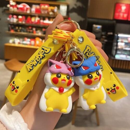 Pokemon Keychains Genuine Pikachu Psyduck Jennie Turtle Doll Action Figure Toys Car Key Chain Anime Children Toys Gifts Pokemon