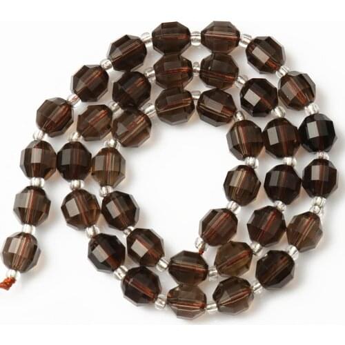 Natural Faceted Smoky Quartzs Crystal Stone Beads Round Loose Spacer Beads For Jewelry Making Diy Woman Bracelet Necklace 15Inch