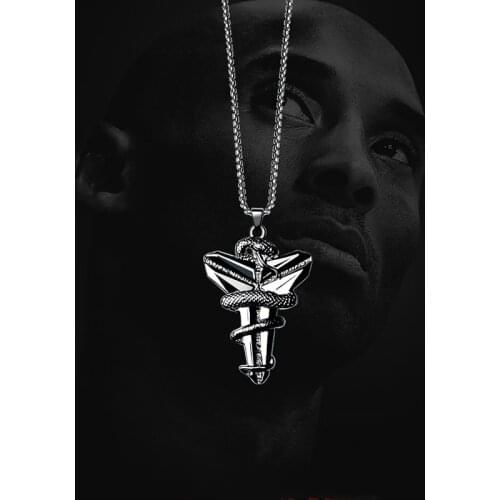 Hip Hop Mamba Viper Cross Necklace Boys and Girls Basketball Fan Pendant Stainless Steel Chain Jewelry Basketball Star Souvenir