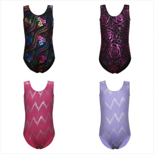 Girls Kids Dancing Suit Leotards Dance Costumes Gilding Sleeveless Dancewear Gymnastics Leotards Professional Dancesuit 2-11Y