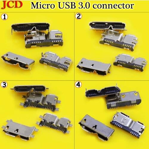 JCD Micro USB 3.0 B Type SMT Female Socket Connector for Hard Disk Drives Data Interface Micro USB 3.0 B Type DIP Female