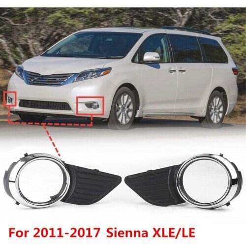 Chrome Trim Fog Light Grill Bumper Bezel Cover for Toyota Sienna Base/XLE/LE 20111-2017