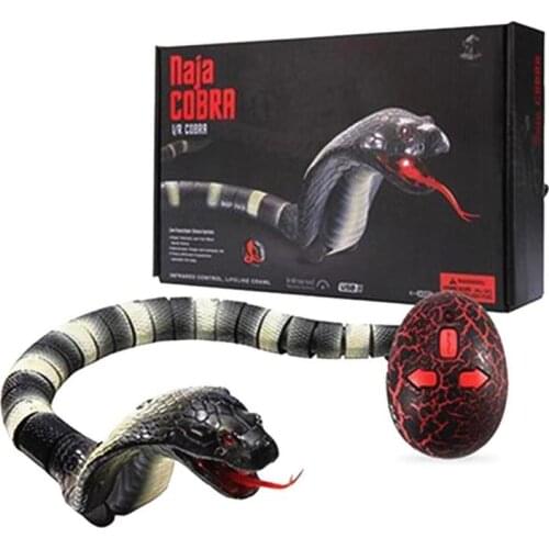 44cm Remote Control Realistic Snake Toy With Flash Light Retractable Tongue Swinging Tail USB Charging Cable Prank Toys
