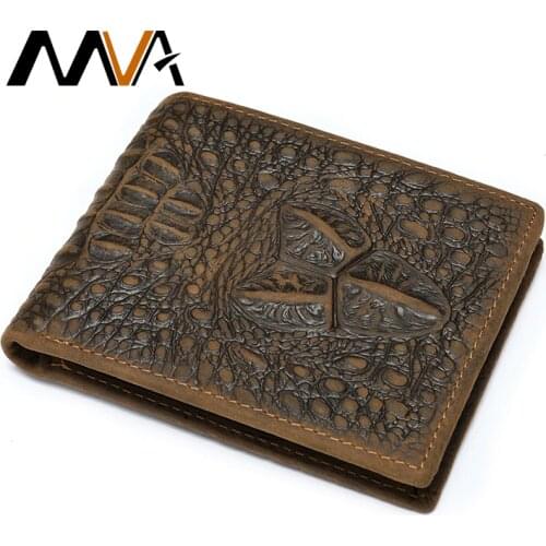 MVA Alligator Purse Mens Wallets Genuine Leather Purse For Mens Wallets Luxury Short Wallet Men Slim Crocodile Men Coin Purse