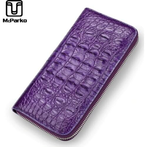 McParko Luxury Brand Ladies Wallet Women Clutch Wallet Genuine Leather Crocodile Long Wallet For Female Fashion New Zipper Purse