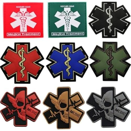 MEDIC Emergency Medical Technician Paramedic Rescuer Gear Treatment Badges Pvc Rubber Hook Patches Armbands Tactical Patch