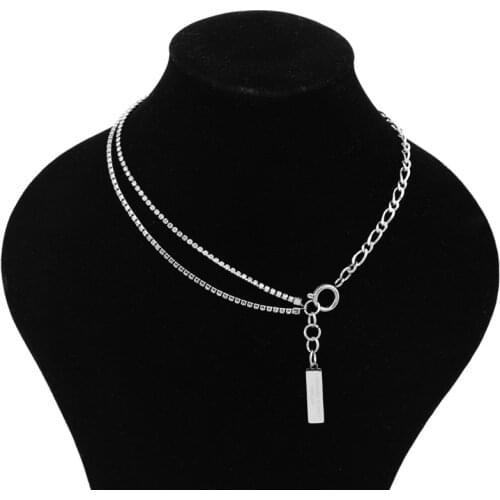 Fashion stainless steel shiny crystal chain stitching necklace neck chain clavicle chain hot sale