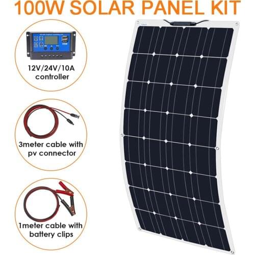 100W Solar Power System 200W RV Solar Panel Kit Complete 12V 300W Bendable Solar Panels for Camper Boat