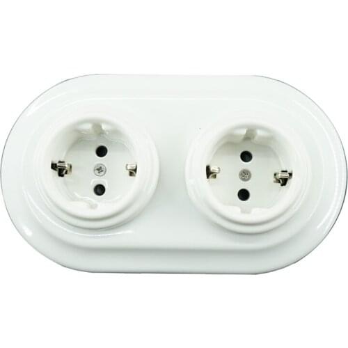 Flush-mounted 2 Porcelain Frames Electrical Wall Socket outlet 240V,16A