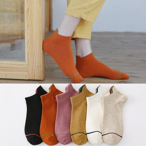 5 Pairs Lot Spring summer Women Socks Female Pure color 2021 Fashion Personality 6 Colors Invisiable Funny Girl Ankle Cotton
