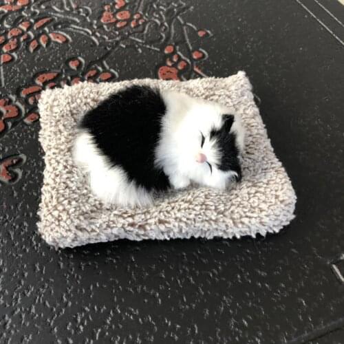 Simulation Sleeping Cat Plush Bamboo Charcoal Doll Car Dashboard Decoration