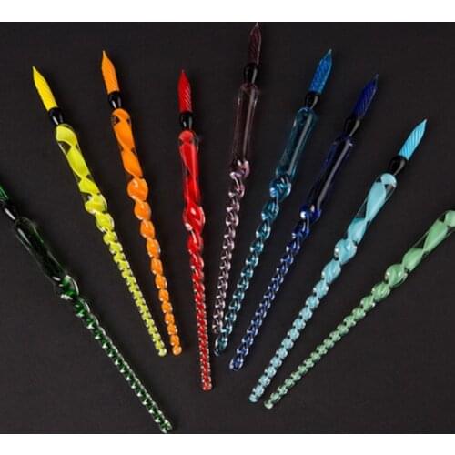 New Vintage Portable Glass Dipping Pen Transparent Glass Signature Filling Ink Dip Pen School Office Supplies