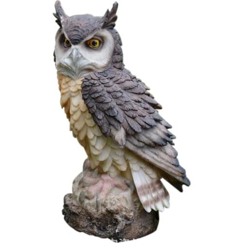 Resin Owl Shape Lifelike Desktop Garden Figurine Cute Outdoor Collection Art Craft Decoration Home Ornament Indoor Anti-bird