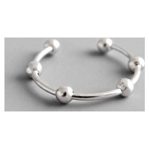 S925 Sterling Silver Open Ring Spacer Beads Individual Handmade Adjustable Engagement Wedding Rings Bague Femme Fashion Jewelry