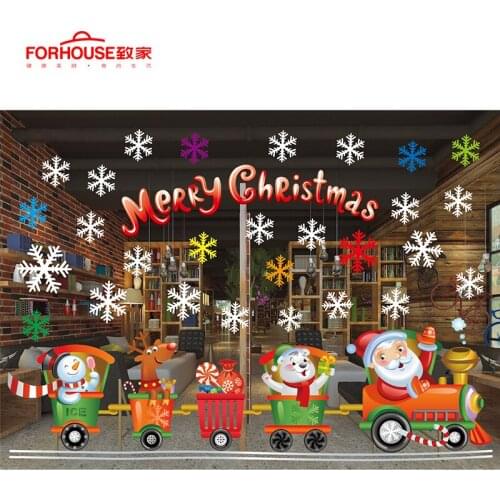 Christmas Wall Sticker Santa Claus Elk Tree Home Decoration Accessories For Kids Bedroom Rooms Kitchen New Year Window Sticker