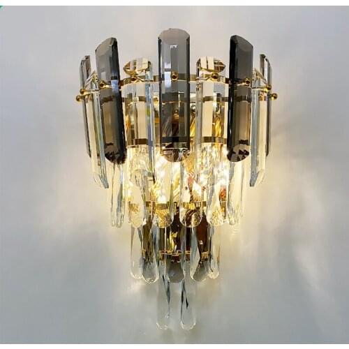 Living room light luxury background wall lamp crystal wall lamp net red bedroom bedside lamp post modern minimalist aisle lamp