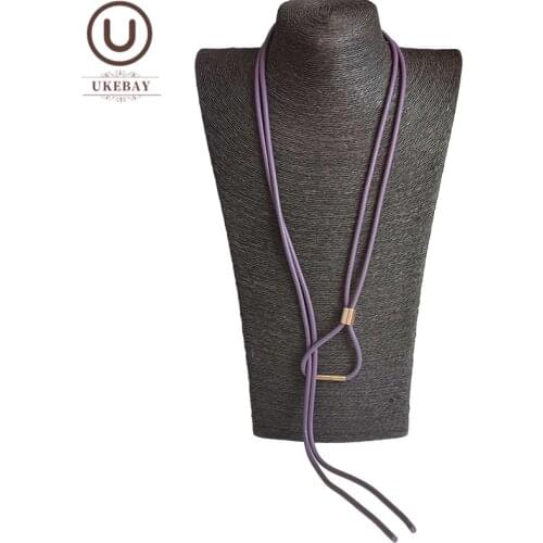 UKEBAY NEW Purple Necklaces Long Simple Necklace Women Fashion Sweater Chain Rubber Jewelry Adjustable Chain 5 Color Accessories