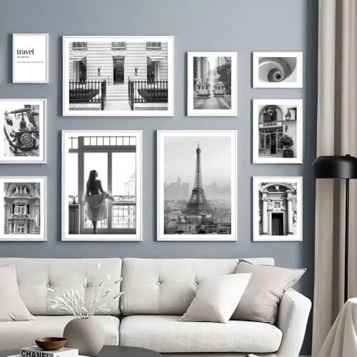 Vintage Nordic Poster Tower Paris Sexy Woman Fashion Luxury Wall Art Print Canvas Painting Wall Pictures For Living Room Decor