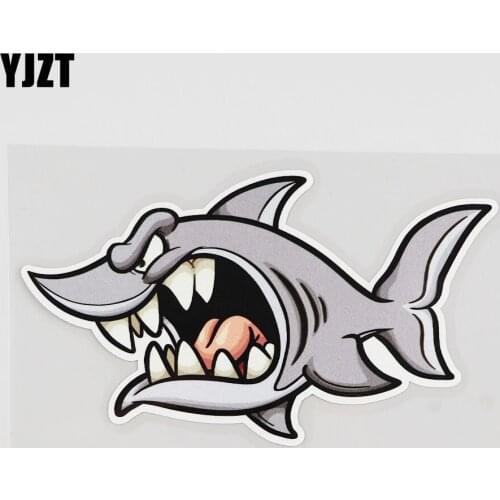 YJZT 13.9CMX7.9CM Fierce Shark Car Sticker Superior Quality Pvc Decal Decorate 6A-0118