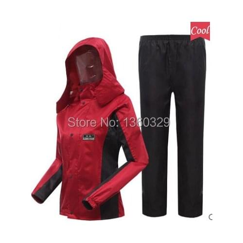 Hooded Raincoat Women Ladies Rain Jacket Hiking Pants impermeable mujer chubasquero Girls burbe rry capa para chuva FreeShipping