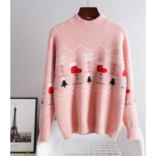 2020 Winter Sweater Long Sleeve Sweater Fashion Women Knitted Pullover Long Sleeve Jumper Women Christmas