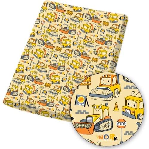 Polyester Cotton Fabric Cartoon Cars Printed Cloth Sheets Dress Making Handmade Mask Material DIY Crafts Supplies 45*145cm 1pc