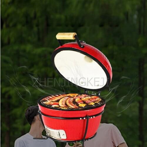 15 Inch Ceramic Barbecue Grill Household Large-Capacity Barbecue Rack Outdoor Camping Portable Charcoal Grill Barbecue Equipment