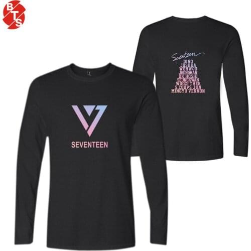 2018 SEVENTEEN long sleeve T-shirts Men/Women SEVENTEEN Kpop Printed tshirt Fashion Casual Style tee shirt Clothes Plus Size 4XL
