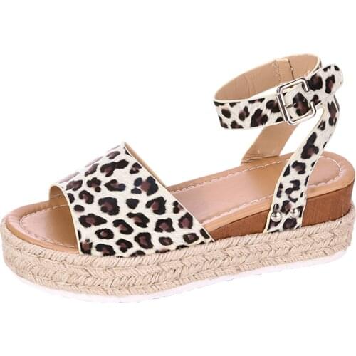 2021 Hot Sale Womens Sandals Shoes Slippers Leopard Peep Toe Platform Wedges Sandals Shoes Sexy Footwear Slippers Sandals#G30