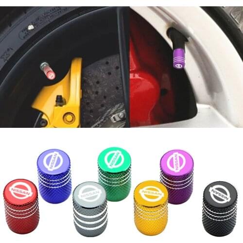 4pcs Car Tyre Air Stems Cover Aluminum Tire Valve Stem Caps For Nissans Nismo X-trail Almera Qashqai Tiida Teana