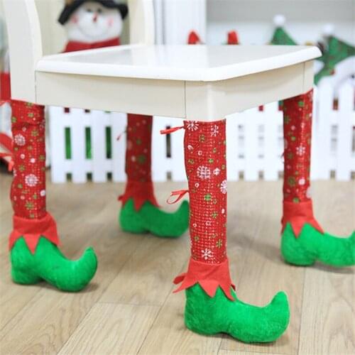 4Pcs Chair Foot Covers New Year Decor Flannel Snowflake Table Legs Decorations Party Bar Home Decoration Christmas Ornaments