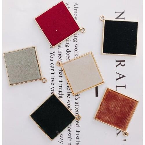 Alloy Square Pendant Necklace Charms DIY Material Jewelry Earring Accessories