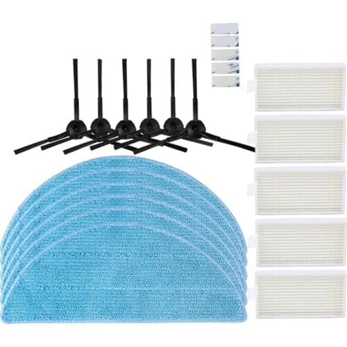 6* Side Brush + 5*HEPA Filter + 5* Mop Cloth + 5* magic paste for FUN 110 120 JOY 95 Robotic Vacuum Cleaner Parts