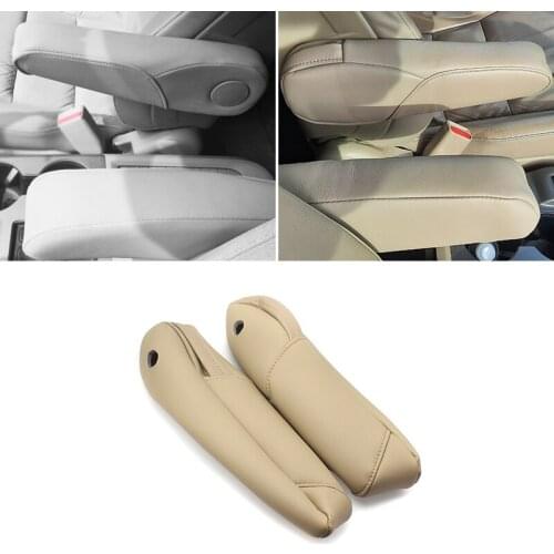 2pcs Beige PU Leather with Sponge Armrest Cover For Honda CRV CR-V 2007 2008 2009 Interior Side Seat Armrest Handle Cover Trim